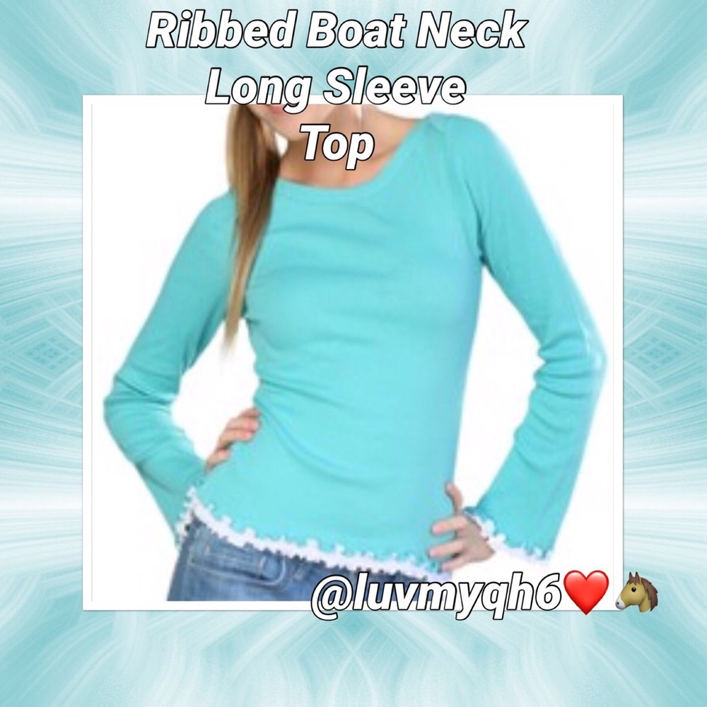 Boatneck Ribbed Long Sleeve Top